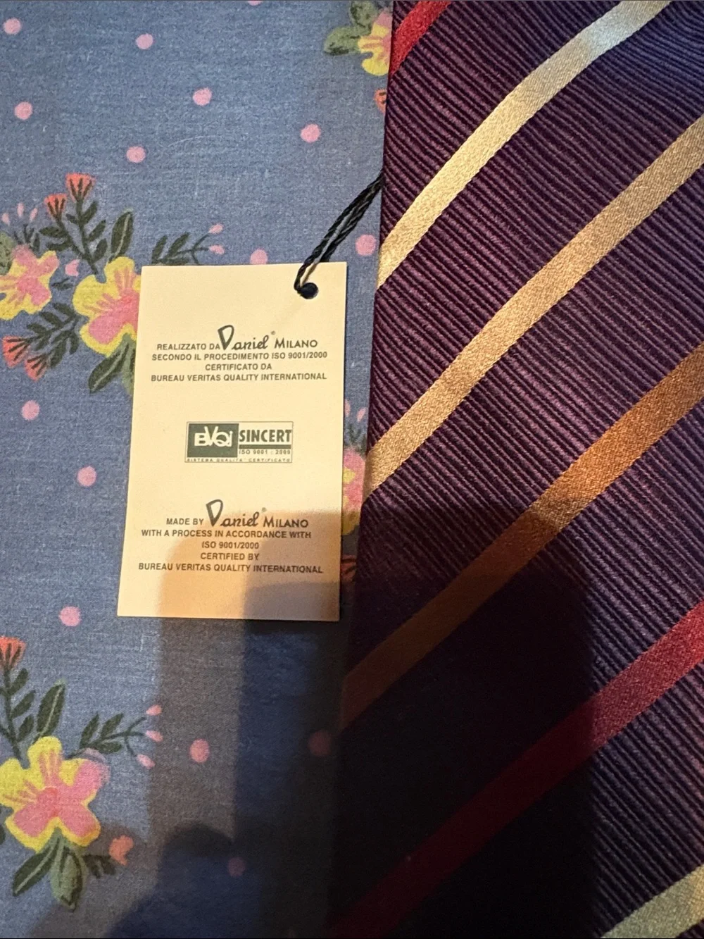 Daniel Milano 1956 Tie Milano Burgundy Striped Silk Tie